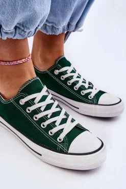 Trampki Damskie Niskie></noscript>Boto Trampki Klasyczne Niskie Damskie Zielone Vegas