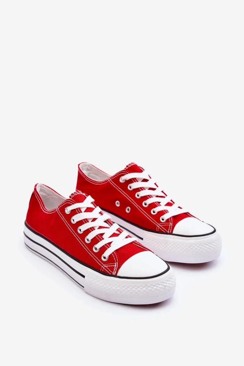Outlet Boto Trampki Klasyczne Niskie Na Platformie Czerwone Jazlyn