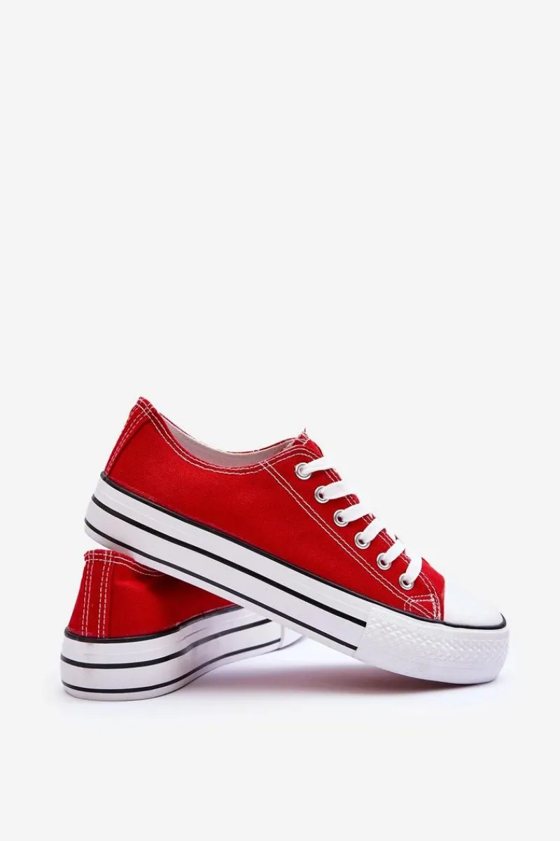Outlet Boto Trampki Klasyczne Niskie Na Platformie Czerwone Jazlyn