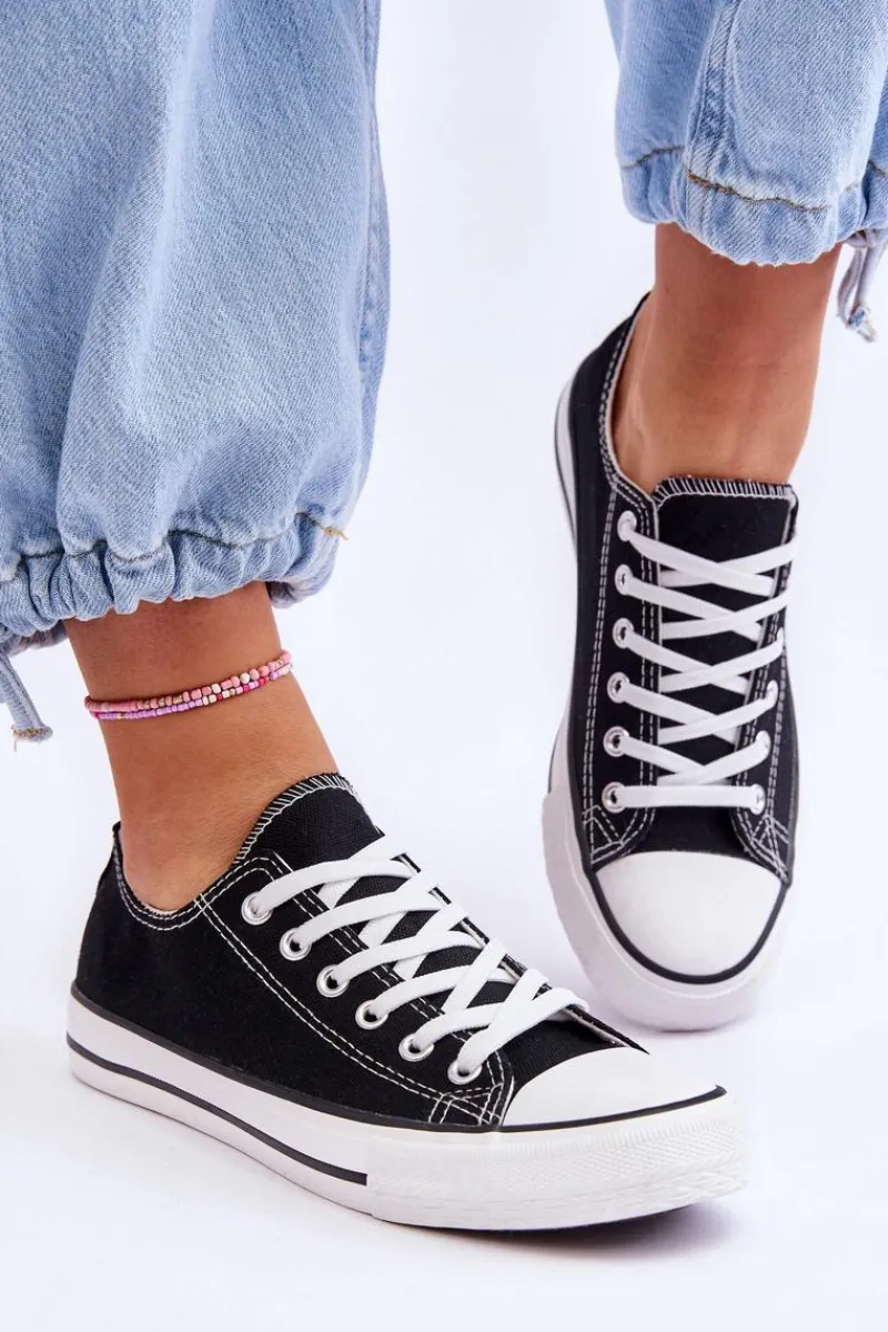 Outlet Trampki Klasyczne Niskie Damskie Czarne Vegas Damskie Trampki Damskie Niskie