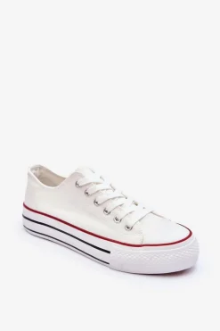 Sale Boto Trampki Klasyczne Niskie Na Platformie Białe Jazlyn Biały