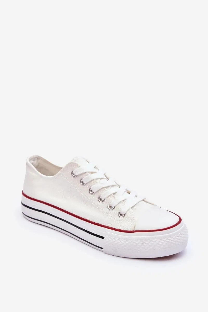 Sale Boto Trampki Klasyczne Niskie Na Platformie Białe Jazlyn Biały