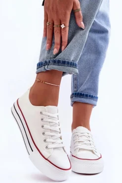 Sale Boto Trampki Klasyczne Niskie Na Platformie Białe Jazlyn Biały