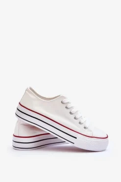 Sale Boto Trampki Klasyczne Niskie Na Platformie Białe Jazlyn Biały