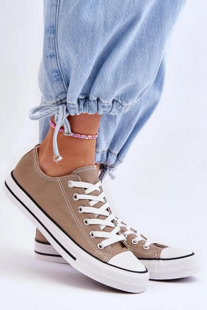 Trampki Damskie Niskie>Boto Trampki Klasyczne Niskie Damskie Beżowe Vegas