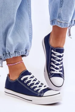 Trampki Damskie Niskie></noscript>Boto Trampki Klasyczne Niskie Damskie Granatowe Vegas Niebieski