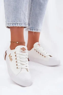 Trampki Damskie Niskie></noscript>Lee Cooper Trampki Materiałowe Damskie LCW-25-31-3428L Białe Biały