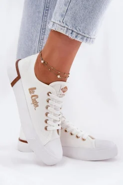 Trampki Damskie Niskie></noscript>Lee Cooper Trampki Materiałowe Damskie LCW-25-31-3428L Białe Biały