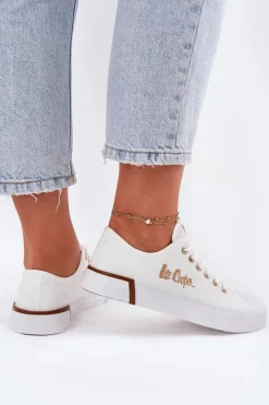 Trampki Damskie Niskie></noscript>Lee Cooper Trampki Materiałowe Damskie LCW-25-31-3428L Białe Biały