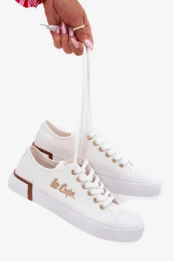 Trampki Damskie Niskie></noscript>Lee Cooper Trampki Materiałowe Damskie LCW-25-31-3428L Białe Biały