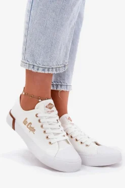Trampki Damskie Niskie></noscript>Lee Cooper Trampki Materiałowe Damskie LCW-25-31-3428L Białe Biały