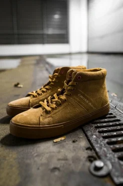 Trampki Męskie Cross Jeans|Trampki Wysokie>Cross Jeans Trampki Męskie Wysokie Skóra Zamsz Camel EE1R4054C