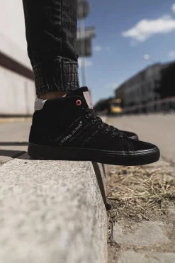 Online Trampki Męskie Wysokie Skóra Zamsz Czarne EE1R4057C Męskie Trampki Męskie Cross Jeans|Trampki Wysokie