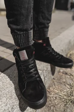 Online Trampki Męskie Wysokie Skóra Zamsz Czarne EE1R4057C Męskie Trampki Męskie Cross Jeans|Trampki Wysokie