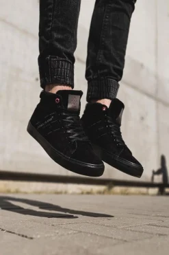 Online Trampki Męskie Wysokie Skóra Zamsz Czarne EE1R4057C Męskie Trampki Męskie Cross Jeans|Trampki Wysokie