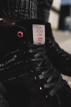 Online Trampki Męskie Wysokie Skóra Zamsz Czarne EE1R4057C Męskie Trampki Męskie Cross Jeans|Trampki Wysokie