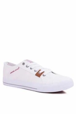 Outlet Cross Jeans Trampki Męskie Klasyczne Materiałowe Białe DD1R4029