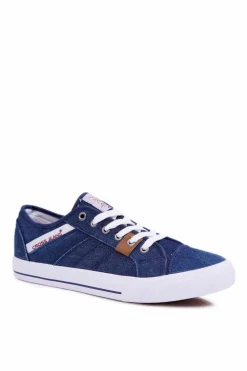 Sale Trampki Męskie Klasyczne Jeans Granatowe DD1R4027 Męskie Trampki Męskie Cross Jeans|Trampki Niskie