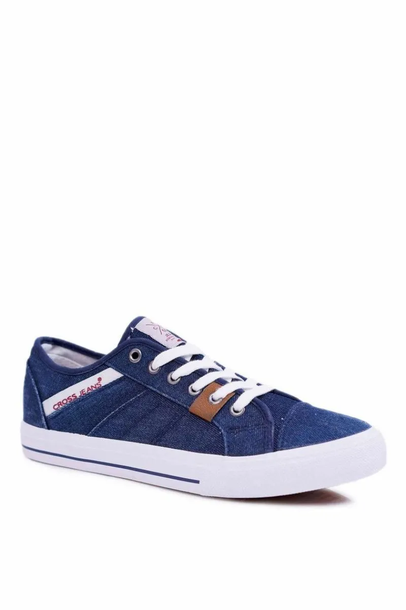 Sale Trampki Męskie Klasyczne Jeans Granatowe DD1R4027 Męskie Trampki Męskie Cross Jeans|Trampki Niskie