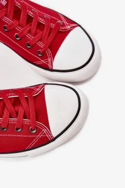 Sale Big Star Shoes Trampki Męskie Niskie Materiałowe Big Star DD174502 Czerwone Czarny