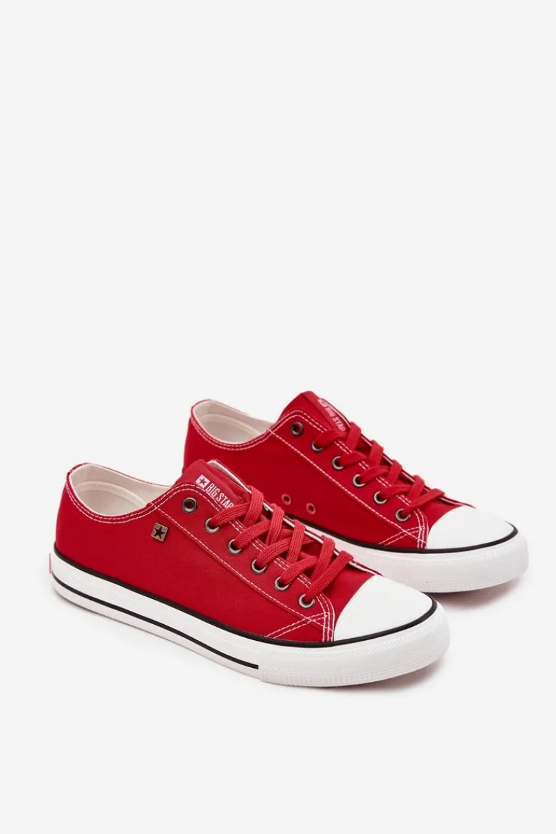 Sale Big Star Shoes Trampki Męskie Niskie Materiałowe Big Star DD174502 Czerwone Czarny