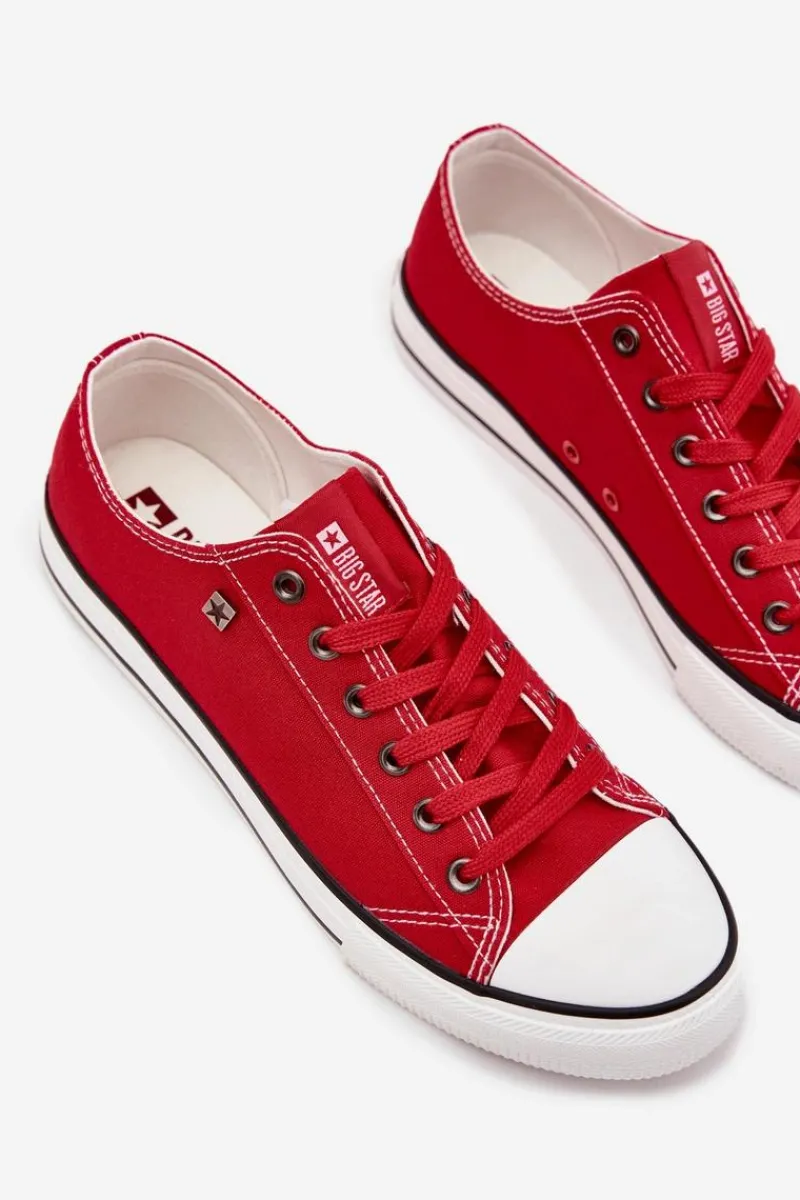 Sale Big Star Shoes Trampki Męskie Niskie Materiałowe Big Star DD174502 Czerwone Czarny