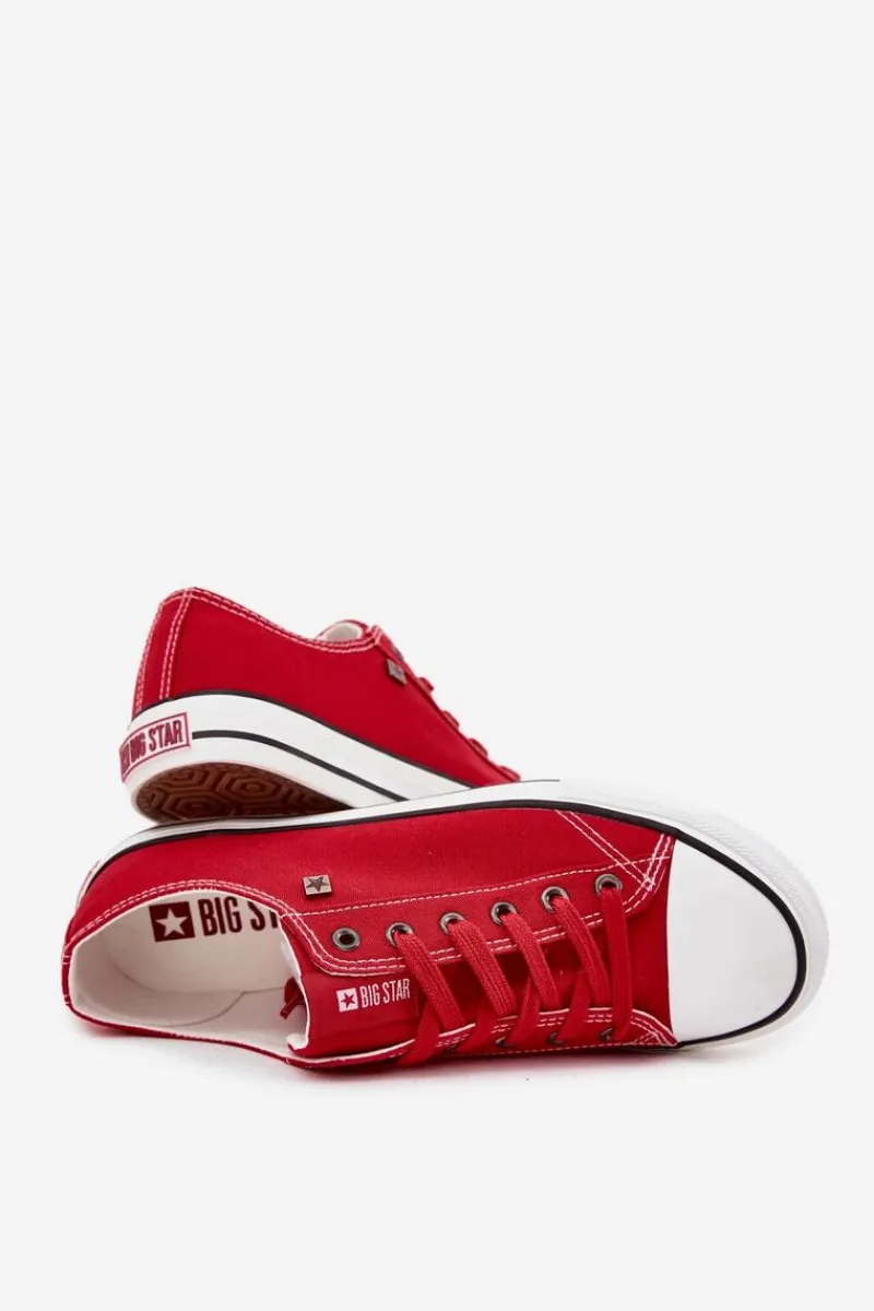 Sale Big Star Shoes Trampki Męskie Niskie Materiałowe Big Star DD174502 Czerwone Czarny