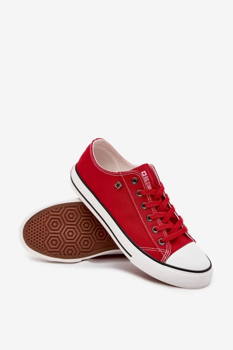 Sale Big Star Shoes Trampki Męskie Niskie Materiałowe Big Star DD174502 Czerwone Czarny