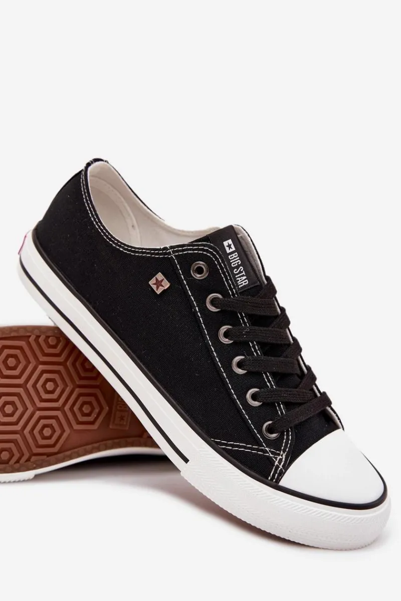 Trampki Męskie Big Star|Trampki Niskie>Big Star Shoes Trampki Męskie Niskie Materiałowe Big Star DD174504 Czarne Czarny