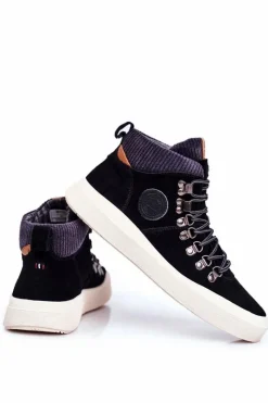 Discount Big Star Shoes Trampki Męskie Skórzane Big Star Czarne GG174330