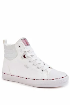 Cross Jeans Trampki Męskie Wysokie Ocieplone KK1R4056C Białe Biały