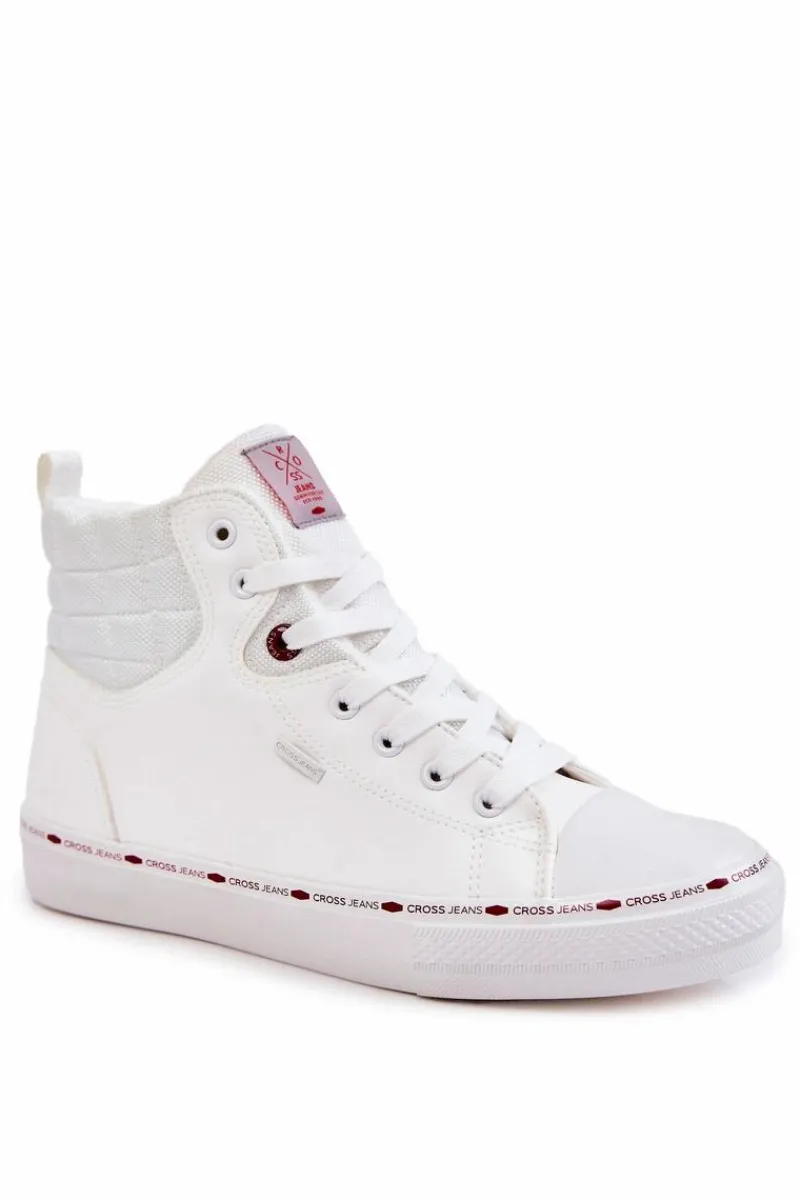 Cross Jeans Trampki Męskie Wysokie Ocieplone KK1R4056C Białe Biały