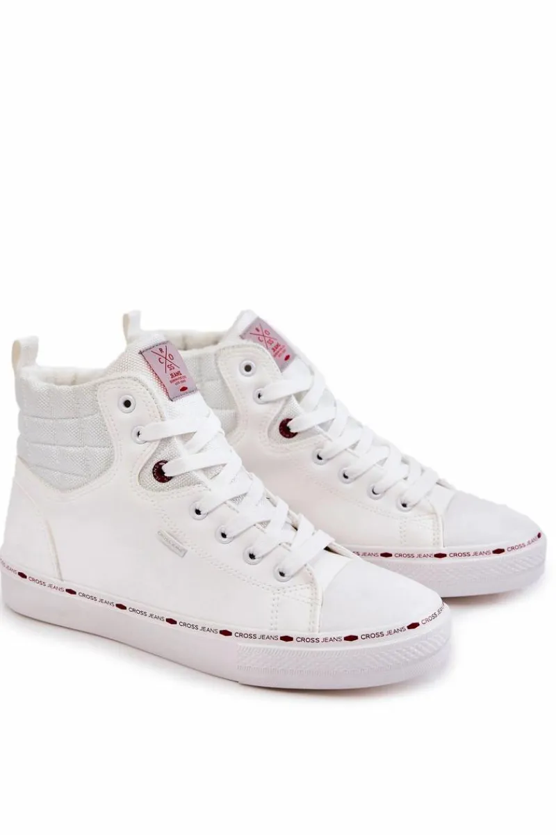 Cross Jeans Trampki Męskie Wysokie Ocieplone KK1R4056C Białe Biały