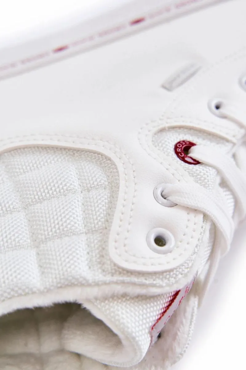 Cross Jeans Trampki Męskie Wysokie Ocieplone KK1R4056C Białe Biały