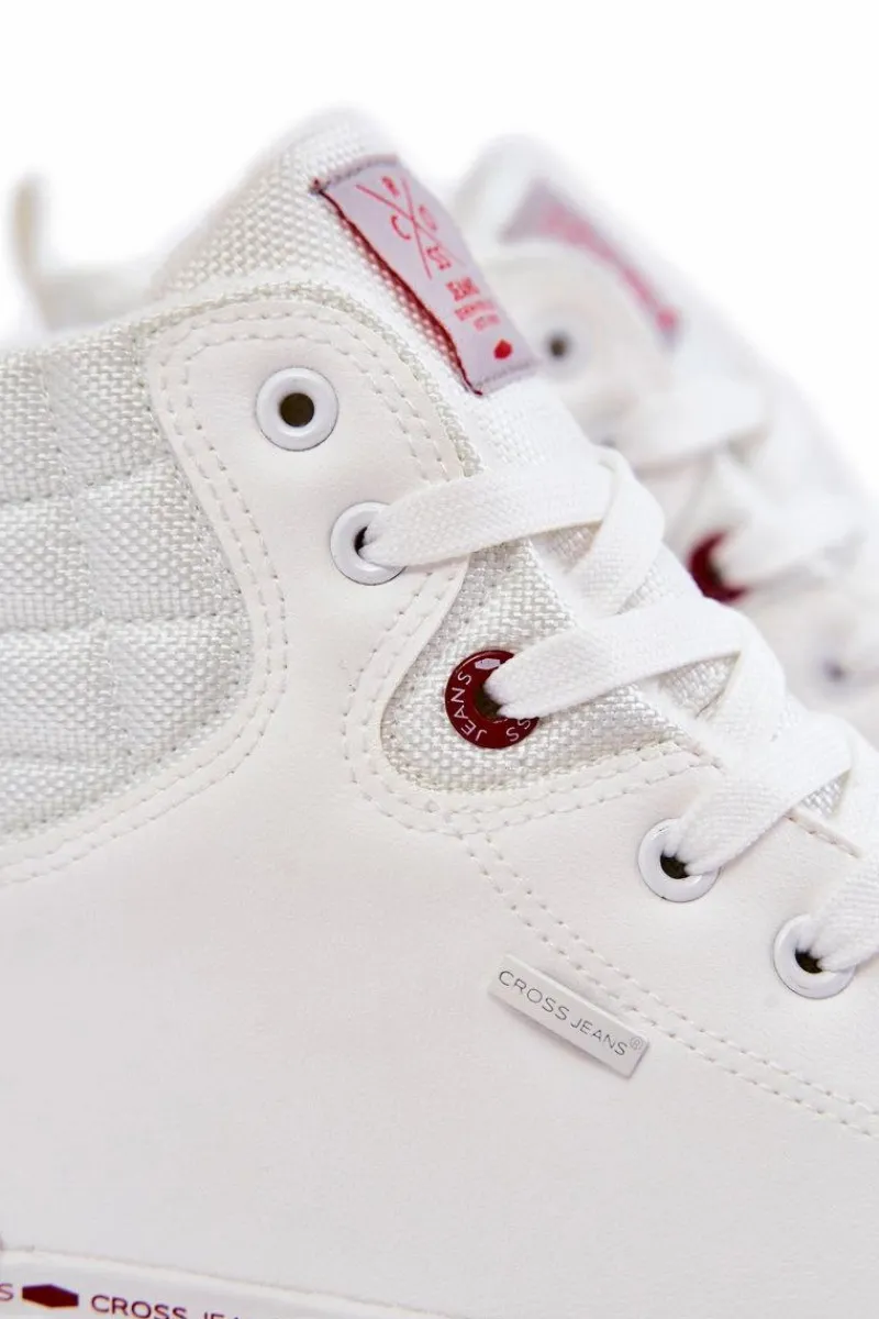 Cross Jeans Trampki Męskie Wysokie Ocieplone KK1R4056C Białe Biały