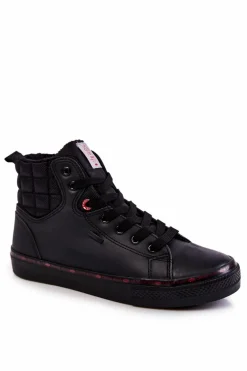 Trampki Męskie Cross Jeans|Trampki Wysokie>Cross Jeans Trampki Męskie Wysokie Ocieplone KK1R4054C Czarne