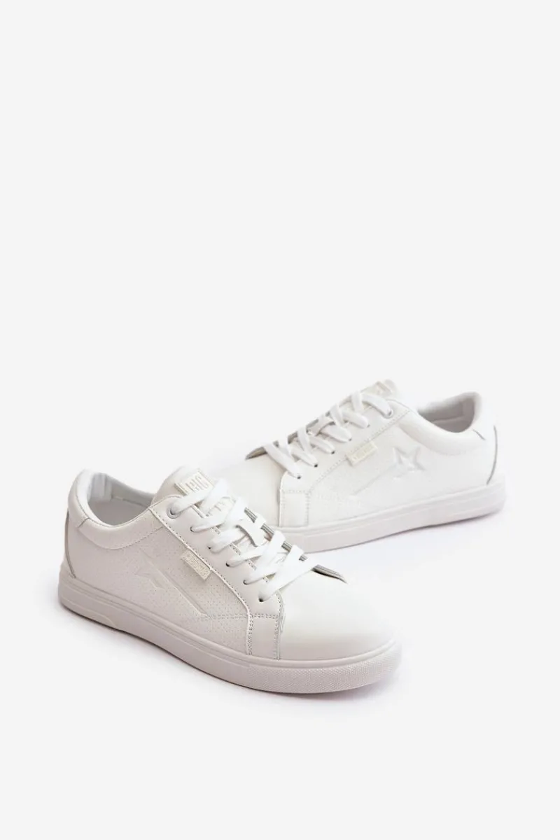 Trampki Męskie Big Star|Trampki Niskie>Big Star Shoes Trampki Męskie Z Eko Skóry Big Star OO174020 Hi-Poly System Białe Biały