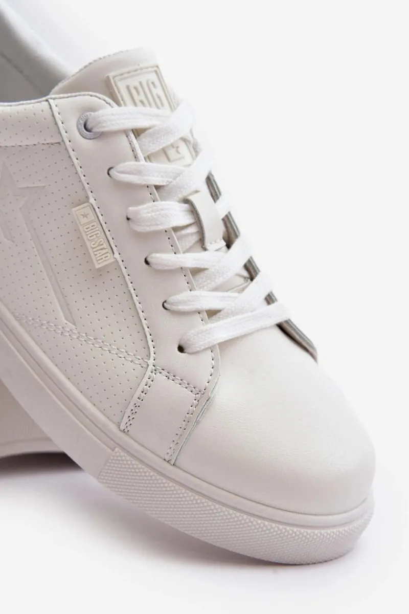 Trampki Męskie Big Star|Trampki Niskie>Big Star Shoes Trampki Męskie Z Eko Skóry Big Star OO174020 Hi-Poly System Białe Biały