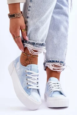 Trampki Damskie Niskie>Lee Cooper Trampki Na Platformie LCW-23-31-1782L Niebieskie