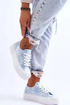 Trampki Damskie Niskie>Lee Cooper Trampki Na Platformie LCW-23-31-1782L Niebieskie