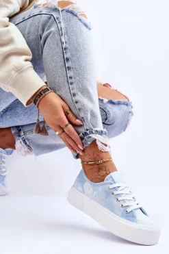 Trampki Damskie Niskie></noscript>Lee Cooper Trampki Na Platformie LCW-23-31-1782L Niebieskie