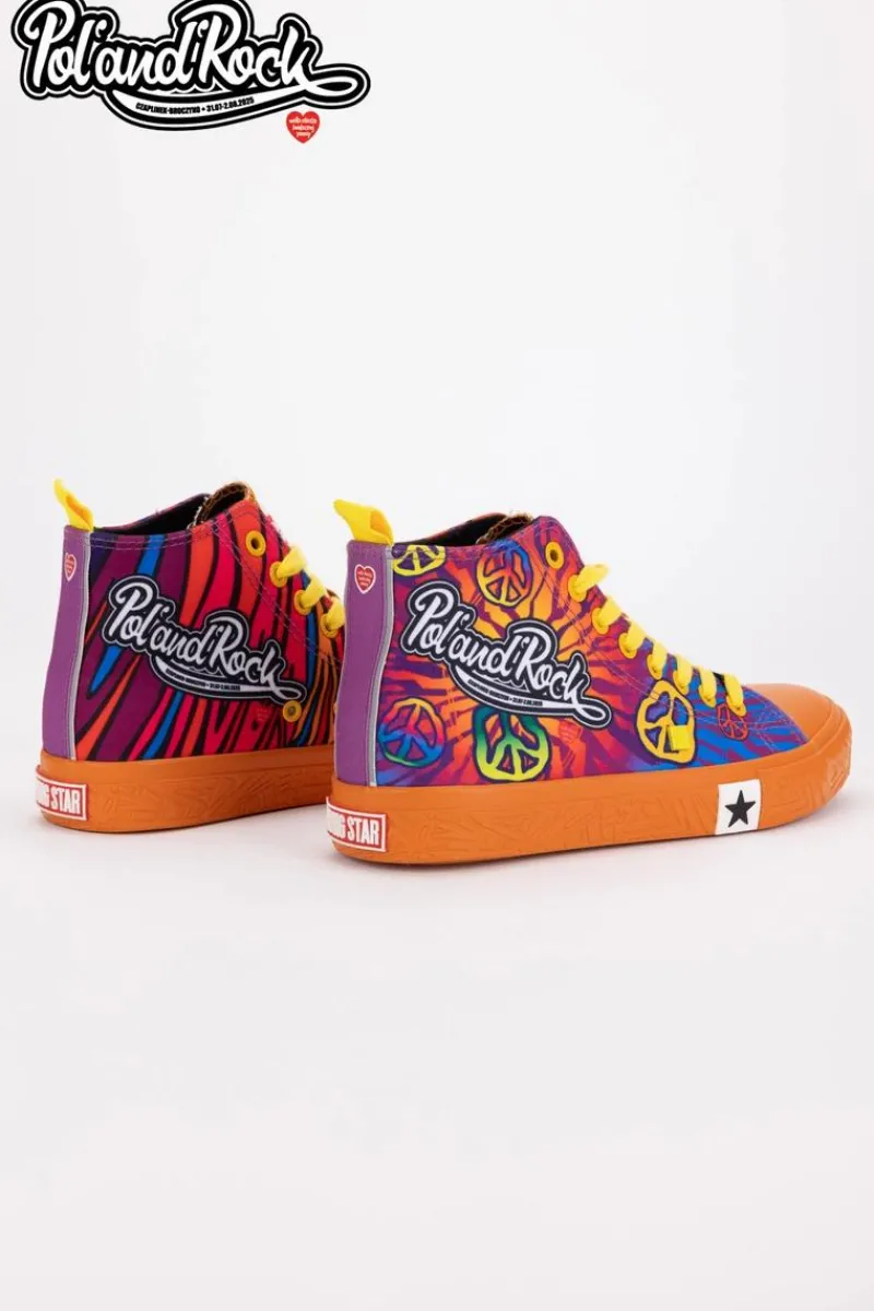 Trampki Damskie Big Star|Trampki Damskie Wysokie>Big Star Shoes Trampki Pol'and'Rock Festival X Big Star SS174502 Pomarańczowe Pomarańczowy