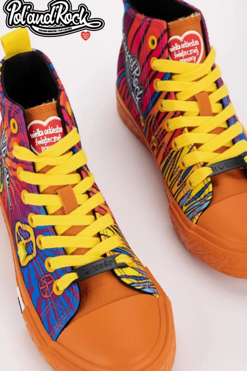 Trampki Damskie Big Star|Trampki Damskie Wysokie>Big Star Shoes Trampki Pol'and'Rock Festival X Big Star SS174502 Pomarańczowe Pomarańczowy