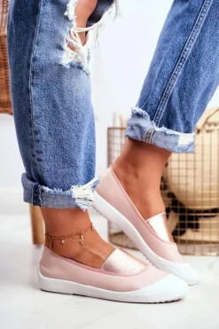 Boto Trampki Slip On Wsuwane Tenisówki Różowe Justy