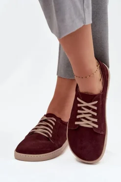 Sale Zazoo Trampki Typu Barefoot Z Naturalnego Zamszu 314 Bordowe Czerwony