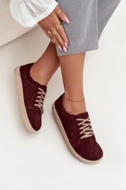 Sale Zazoo Trampki Typu Barefoot Z Naturalnego Zamszu 314 Bordowe Czerwony