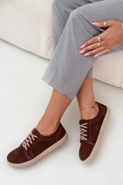 Trampki Damskie Niskie|Półbuty Skórzane>Zazoo Trampki Typu Barefoot Z Naturalnego Zamszu 314 Czekoladowe Brązowy