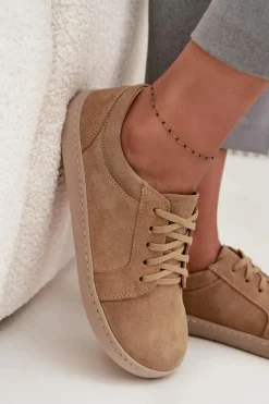 Clearance Trampki Typu Barefoot Z Naturalnego Zamszu 314 Beżowe Damskie Trampki Damskie Niskie|Półbuty Skórzane