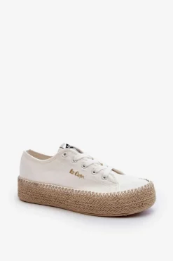 Clearance Trampki Z Plecionką LCW-24-44-2410 Białe Damskie Trampki Damskie Niskie