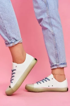 Best Trampki Z Przezroczystą Podeszwą Big Star FF274256 Białe Damskie Trampki Damskie Big Star|Trampki Damskie Niskie